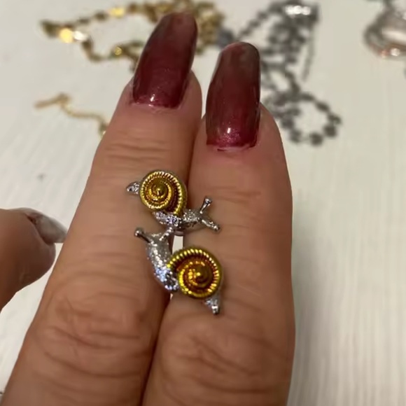 Petite Snail Gold Silver Earrings - Picture 8 of 9